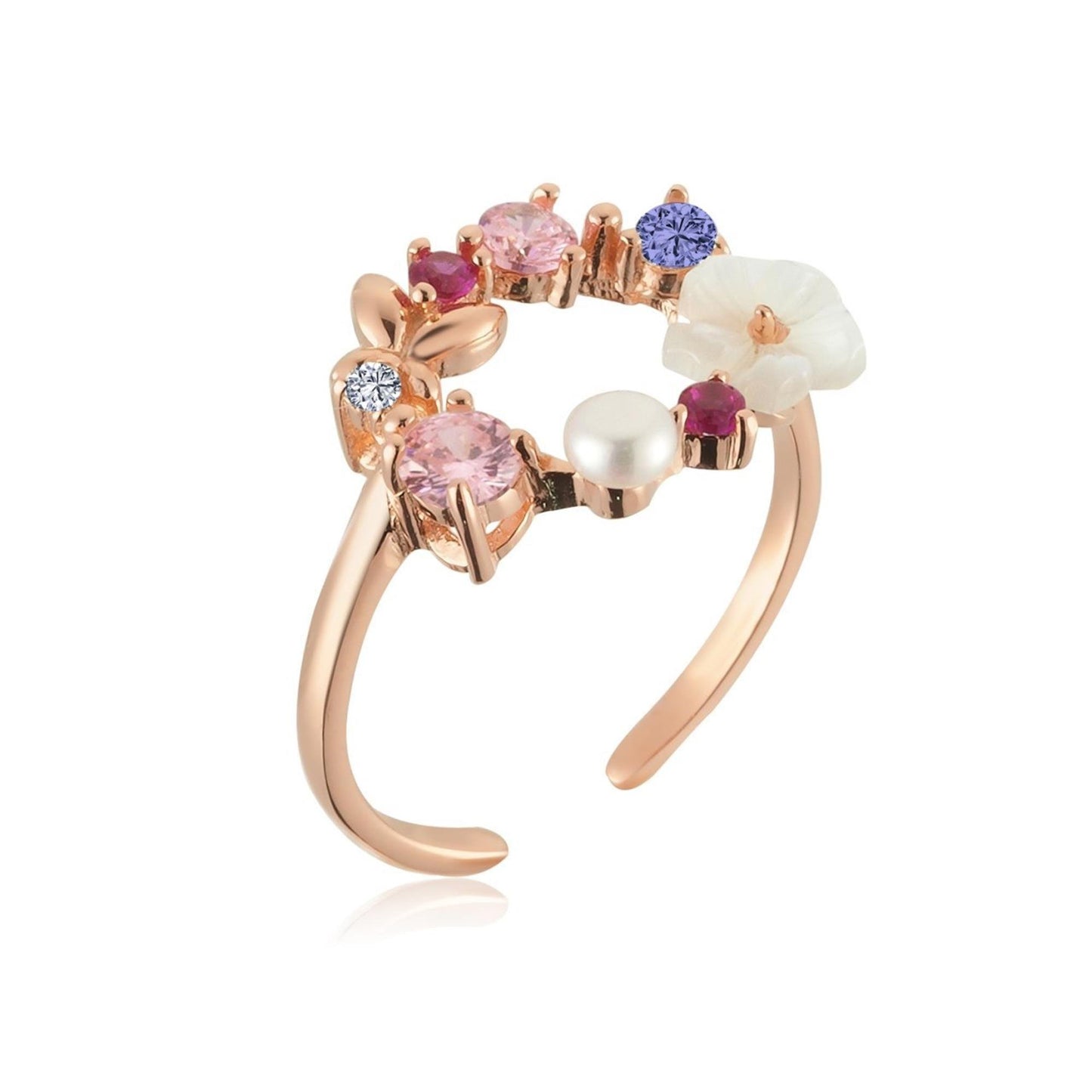 Rose Gold Symphony Floral Ring