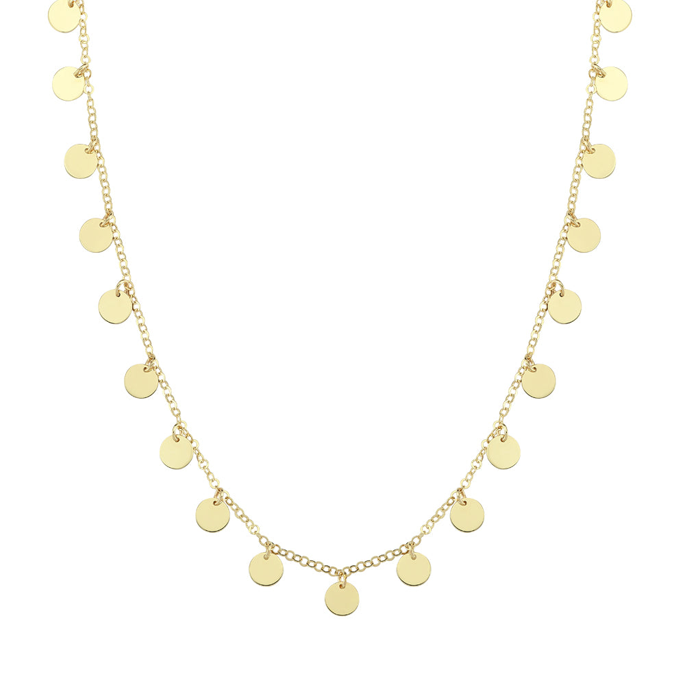 Gold Disc Chain Multiple Drop Necklace