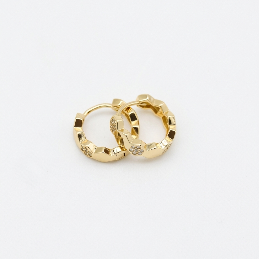 gold hexagonal honeycomb earrings