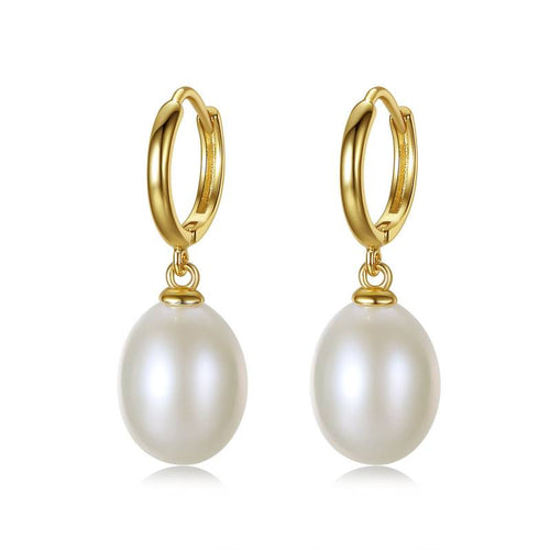 18 ct gold dangly pearl earrings for women