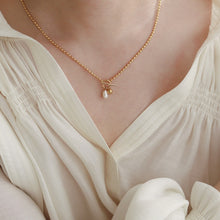 Load image into Gallery viewer, gold baroque pearl pendant chain necklace
