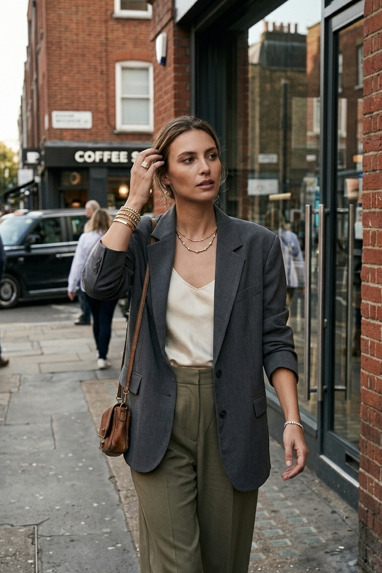 london girl wearing stackable jewellery