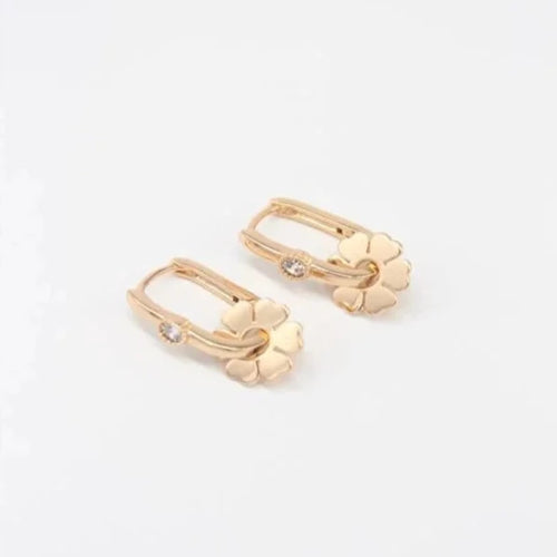 rose gold huggie earrings with detachable charm