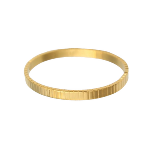 Striped gold bangle bracelet for women