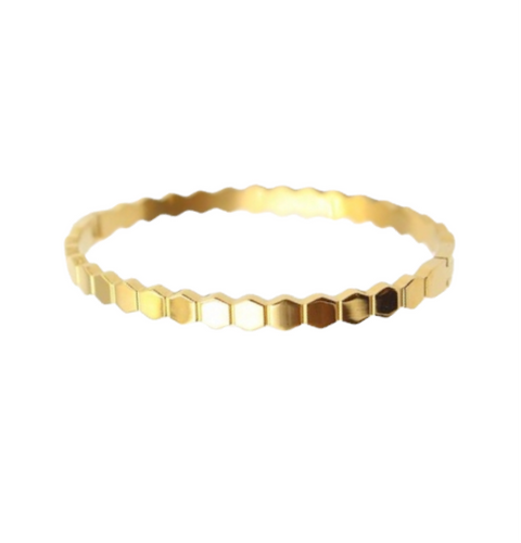 18ct Gold bangle bracelet for women in honeycomb shape