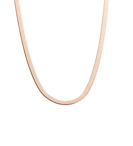 Rose Gold Herringbone Snake Chain. Elegant. Chic. Stylish. This beautiful necklace is designed and hand finished in Italy to celebrate you and your special every day.  Flat Chain.