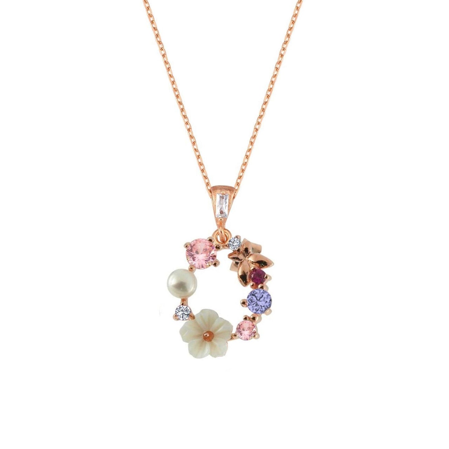 Rose Gold Symphony Floral Necklace