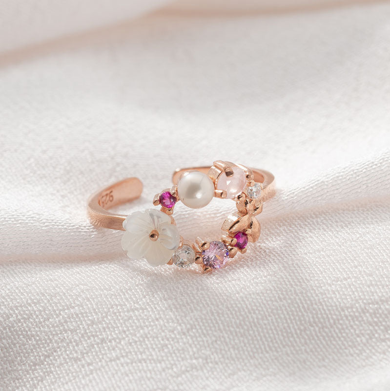 Rose Gold Symphony Floral Ring