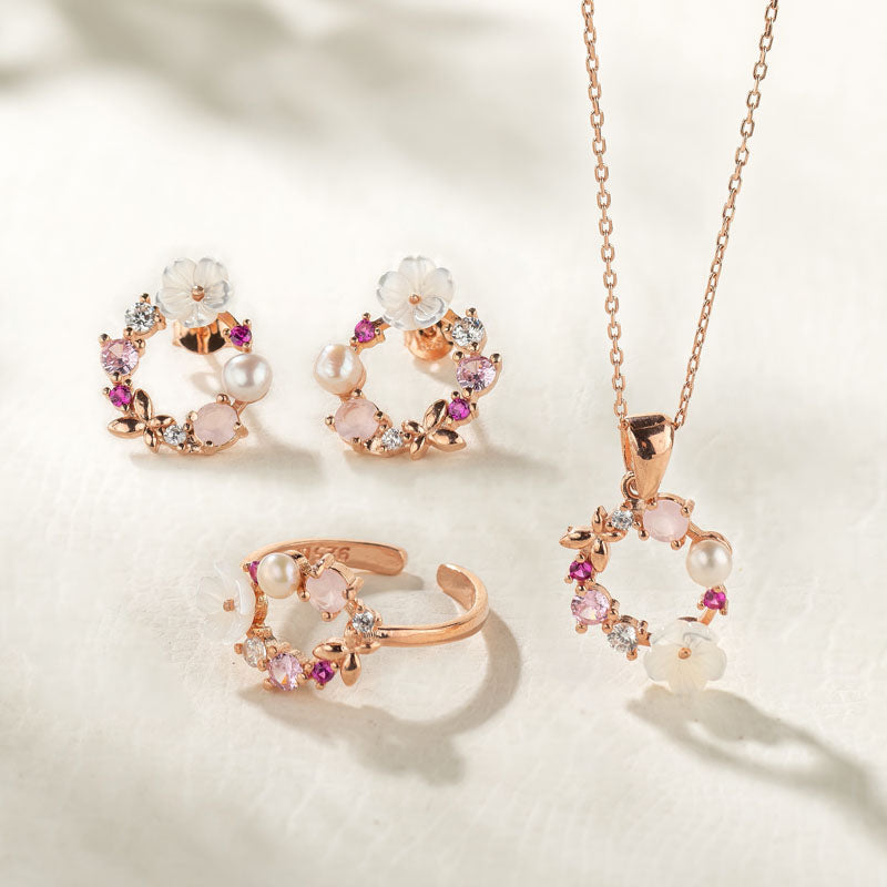 Rose Gold Symphony Floral Necklace