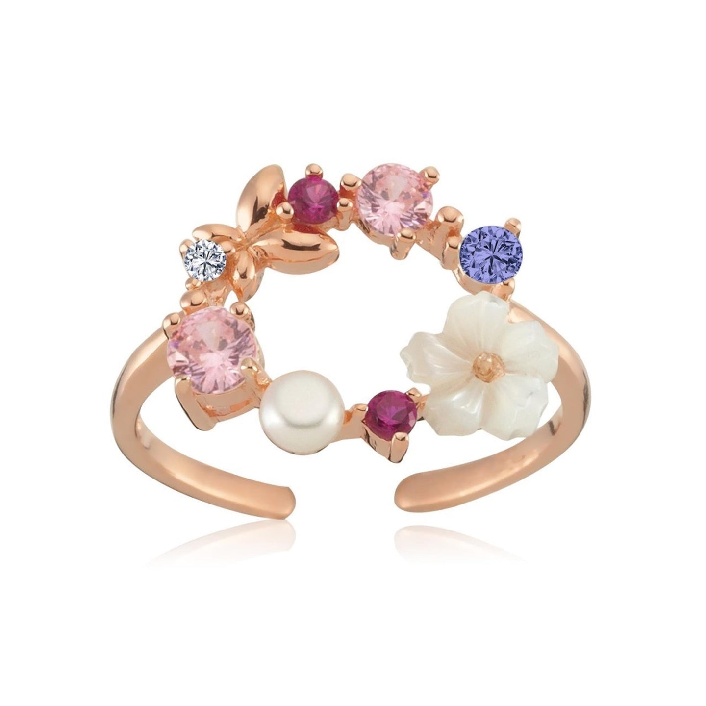 Rose Gold Symphony Floral Ring