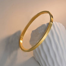 Load image into Gallery viewer, flat gold cuff bangle bracelet for women
