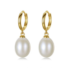 Load image into Gallery viewer, 18 ct gold dangly pearl earrings for women
