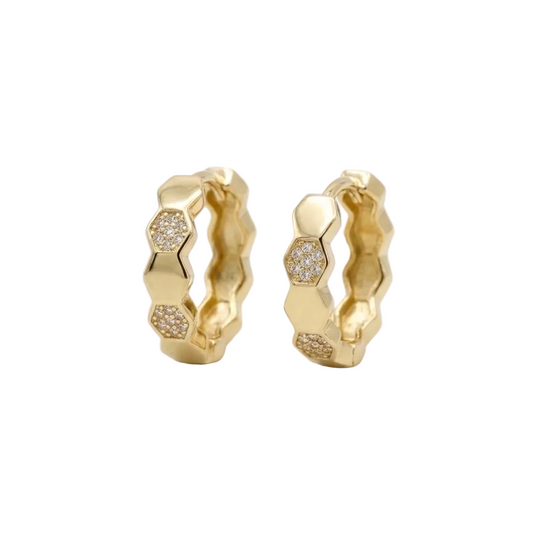 gold honeycomb earrings