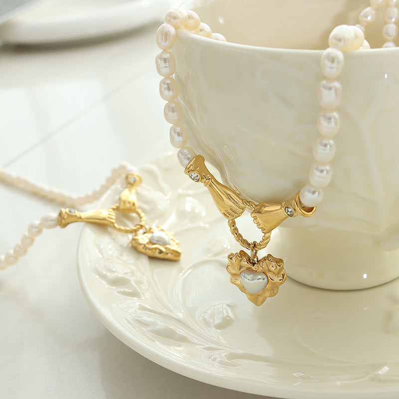 gold baroque pearl necklace for woman