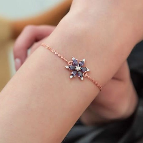 rose gold floral bracelet