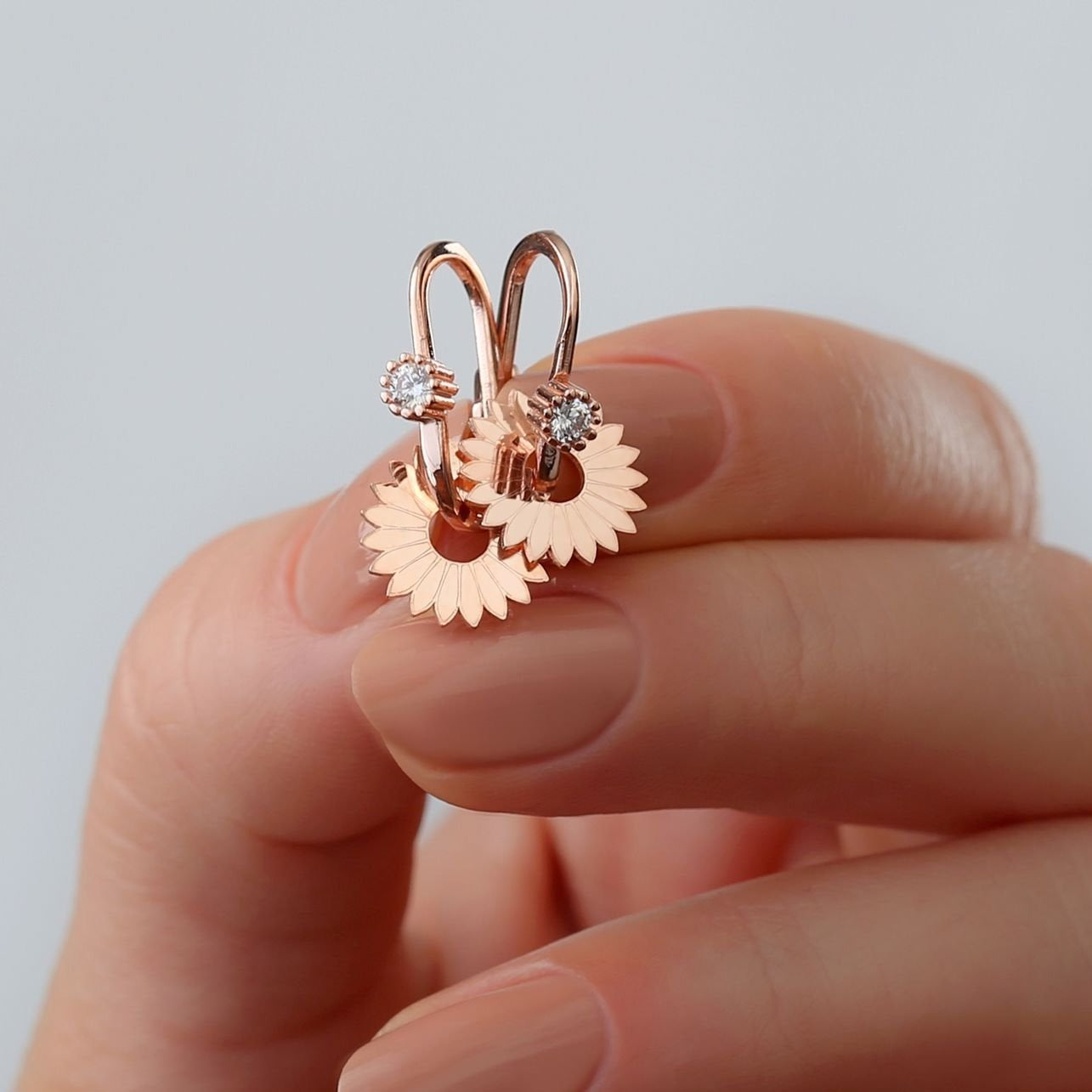 Rose Gold Bloom Drop Earrings