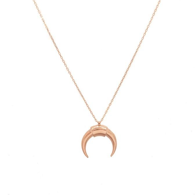 Summer Rose Gold Horn Crescent Necklace