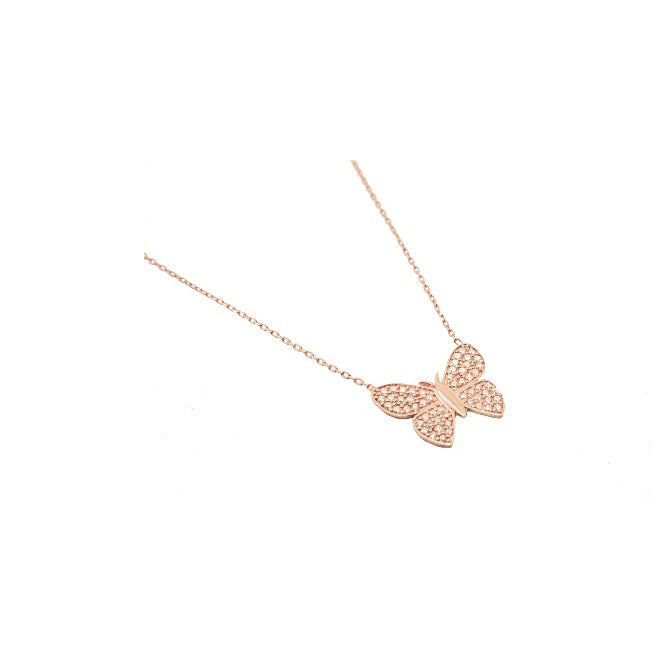 Rose Gold Butterfly Pendant Necklace
