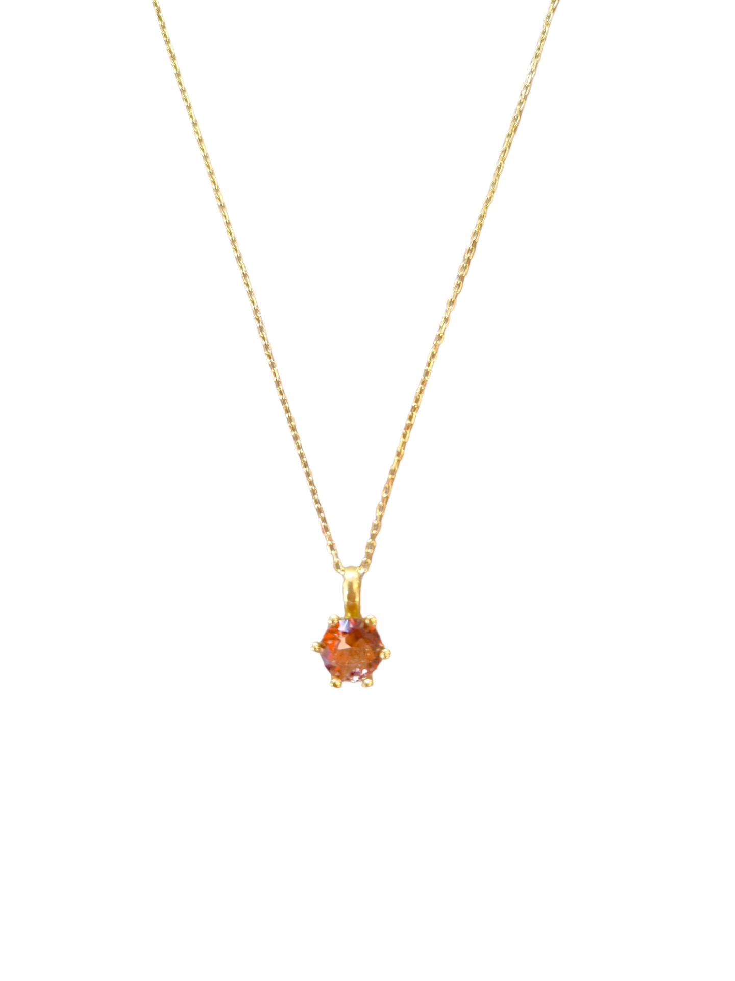 Gold Dainty Colour Changing Round Crystal Pendant Necklace