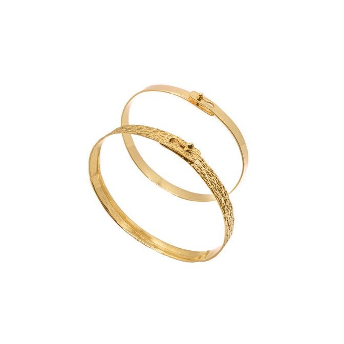 adjustable size gold flat bangle bracelet for women