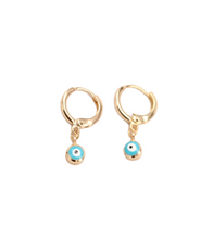 Load image into Gallery viewer, Rose Gold Blue Eye Earrings
