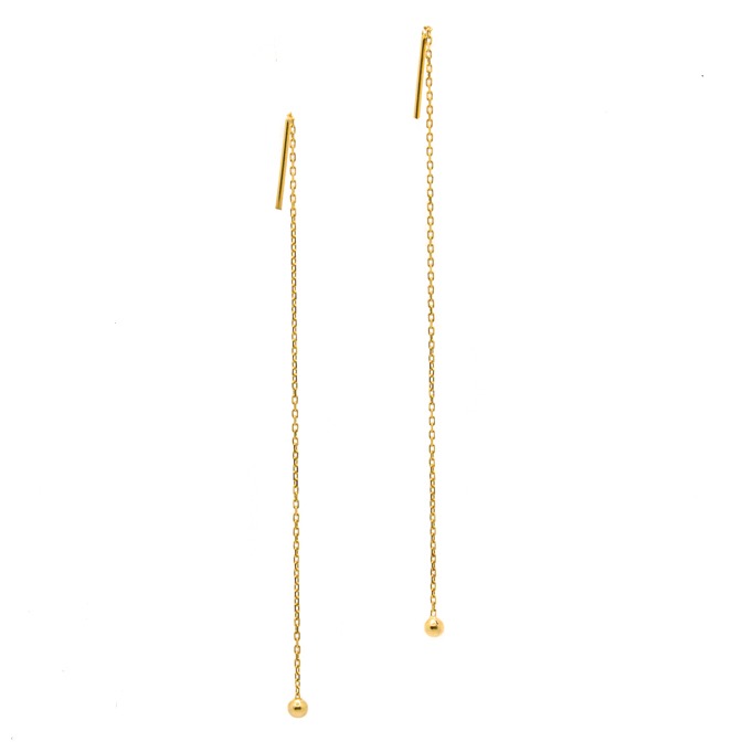 Gold Sphere Threader Earrings