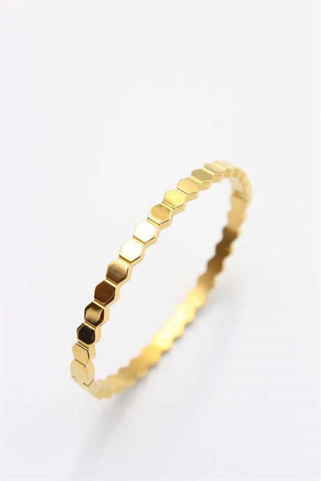 Gold hexagon bangle bracelet for women