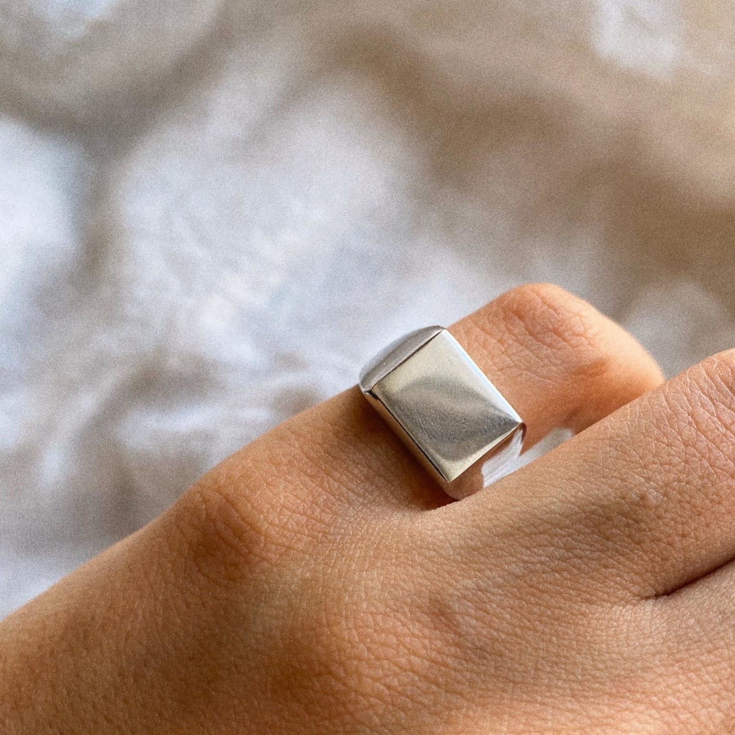 Silver Rectangular Signet Ring