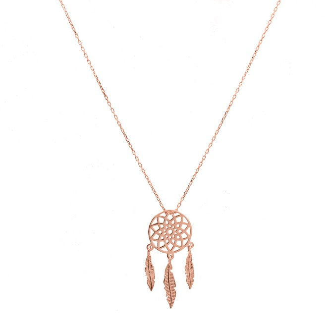 Rose Gold Dreamcatcher Pendant Necklace