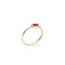 Load image into Gallery viewer, Gold Dainty Red Crystal Baguette Ring
