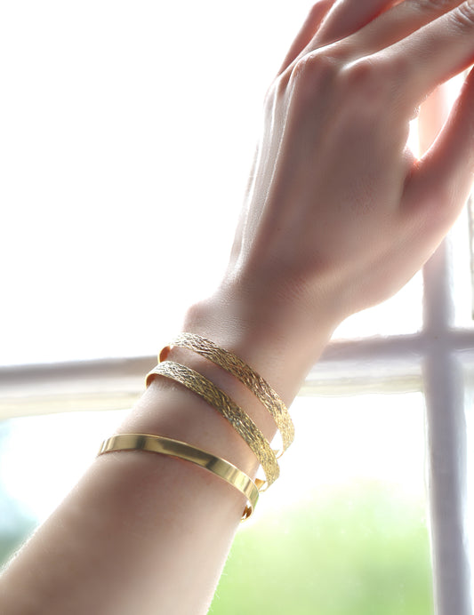 flat gold bangle bracelet for women