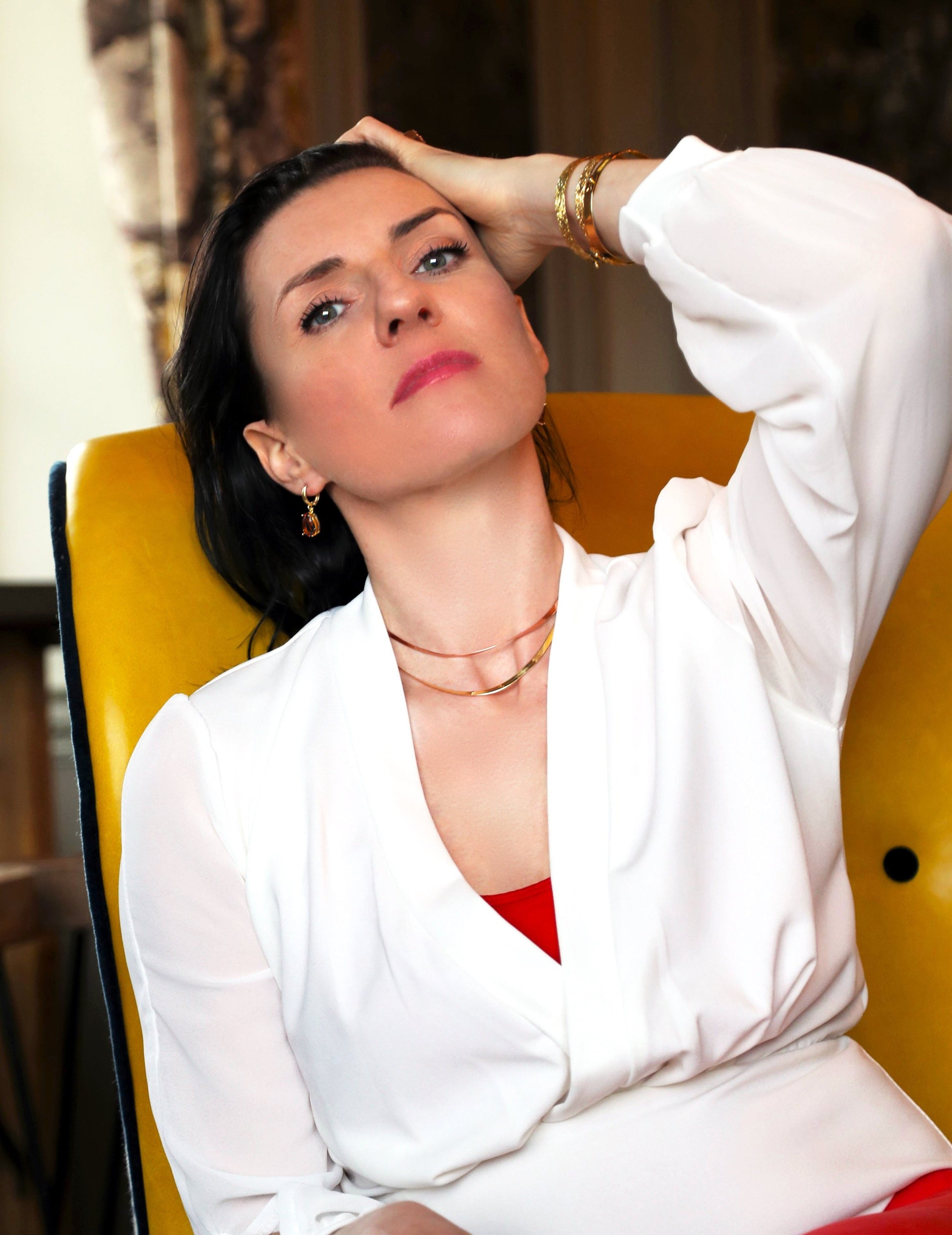 hammered gold bangle bracelet for women