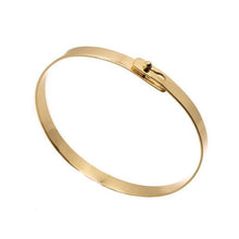 Load image into Gallery viewer, gold flat bangle bracelet for women
