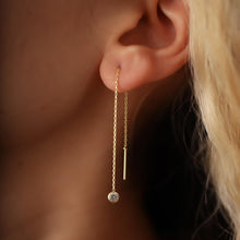 Load image into Gallery viewer, Gold White Crystals Threader Earrings
