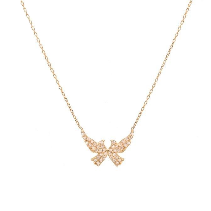 Gold Dainty Dove Pendant Necklace