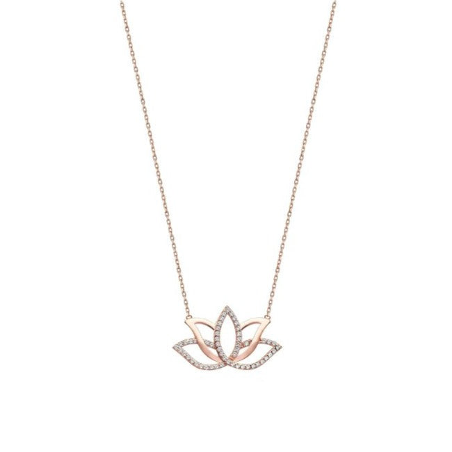 Rose Gold Lotus Dainty Pendant Necklace