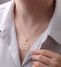 Load image into Gallery viewer, Rose Gold Lotus Flower Pendant Necklace
