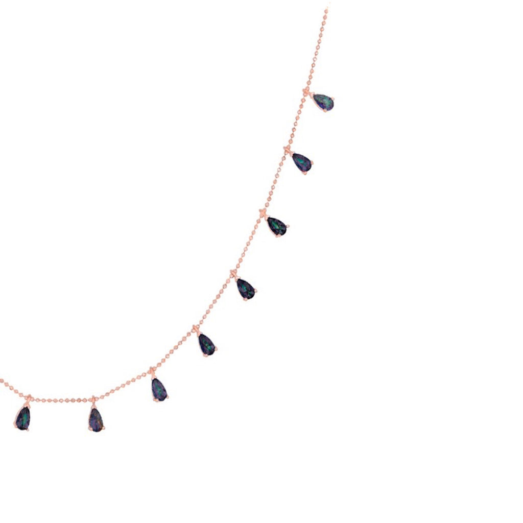 Rose Gold Dew Mystic Topaz Multiple Drop Necklace
