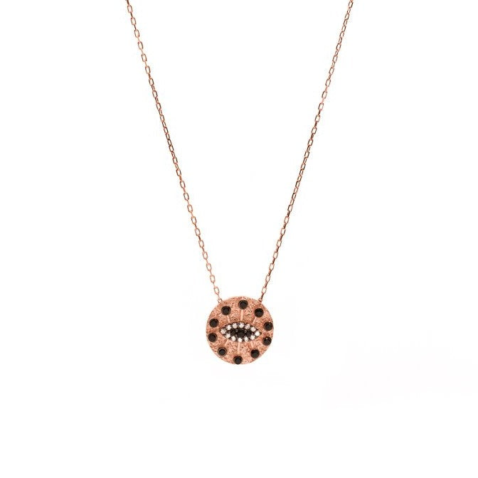 Rose Gold Occhio Embellished Pendant Necklace