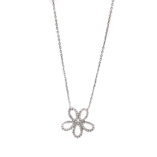 Silver Flower Petals Pendant Necklace