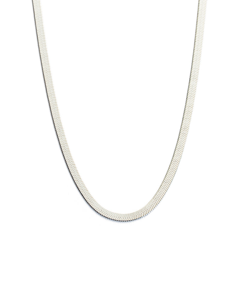 Silver Herringbone Flat Snake Chain Necklace